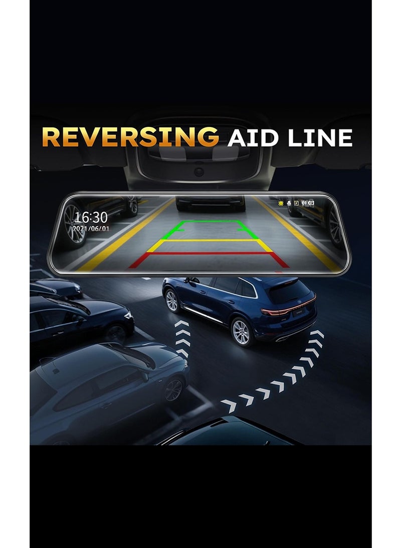 MR.SMART Mirror Dash Cam with 10 Inch Touch Screen, 1080p Full HD Front and Rear Camera, Night Vision, G-Sensor, Parking Monitor, WDR, Anti-Glare - Image 3